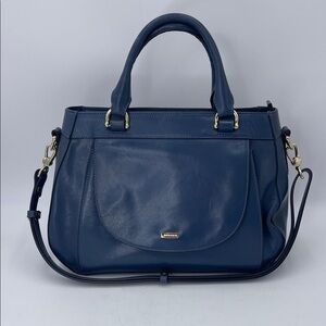 Brahmin Raelynn Leather Satchel Blue Handbag